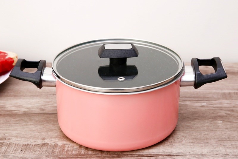 Nồi nh&ocirc;m nắp k&iacute;nh 20 cm Kims Cook EARM520H Hồng