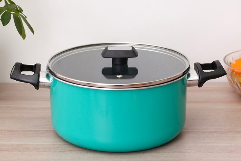 Nồi nh&ocirc;m nắp k&iacute;nh 24 cm Kims Cook EARM524H Xanh