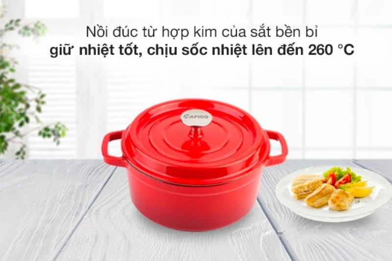 Nồi gang đ&uacute;c 24 cm Rapido RK24-RD