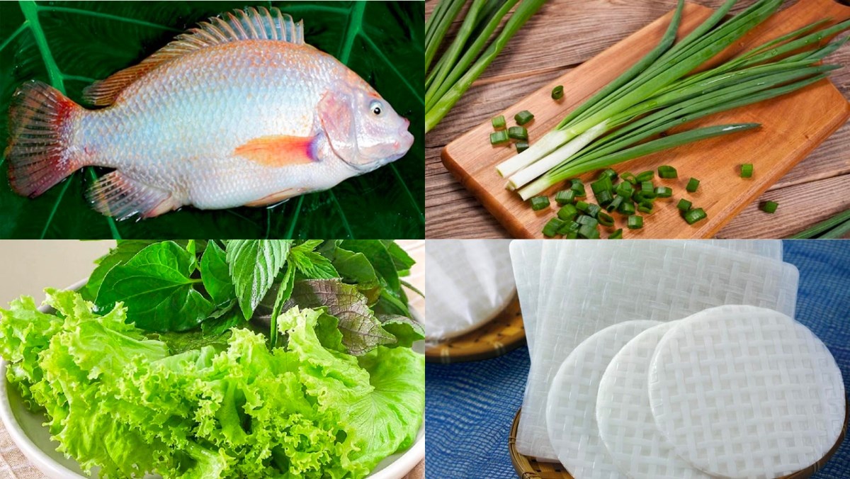 Nguyên liệu làm cá diêu hồng hấp cuốn bánh tráng