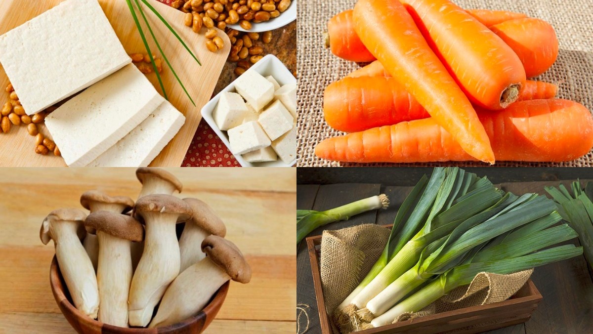 Nguyên liệu món ăn đậu hũ hấp nấm