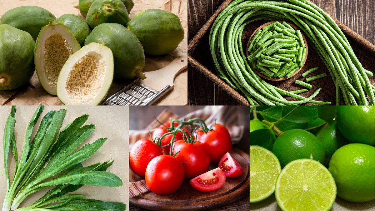 Nguyên liệu làm gỏi đu đu Thái chay