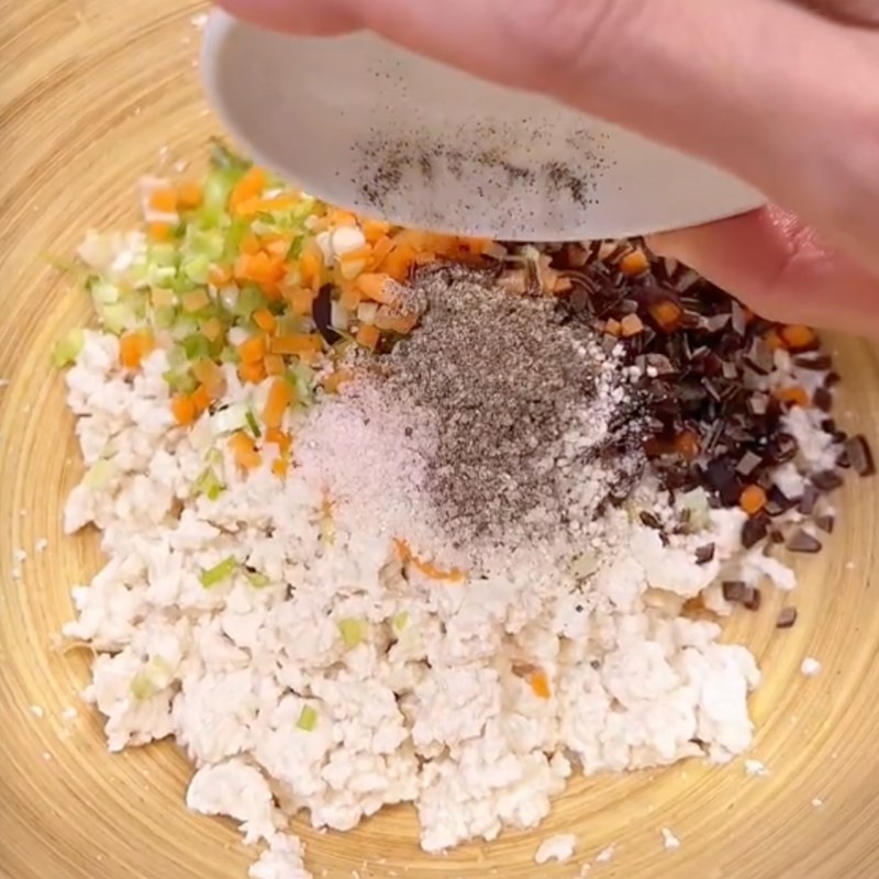 Bước 2 Trộn nhân Cà tím chiên sốt mặn ngọt