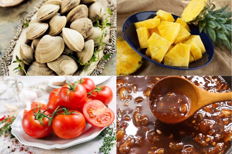 Nguyên liệu làm bún nghêu chua cay