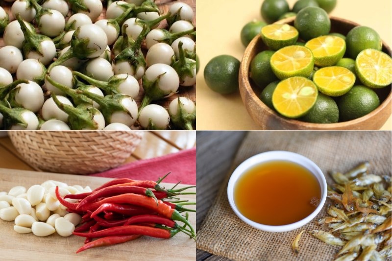 Ingredients for making spicy sour kimchi pickled eggplant