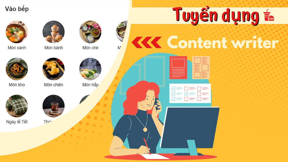 Tuyển content writer cho chuyên trang Vào bếp