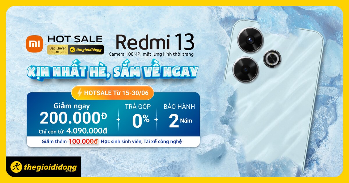 Hotsale Xiaomi Redmi 13 - Giảm đến 300.000đ + Trả góp 0%