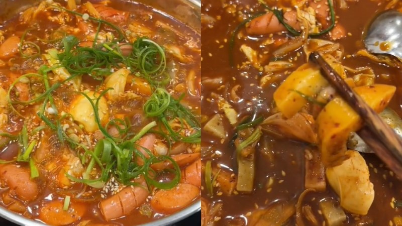 Nấu tokbokki bằng bánh đá