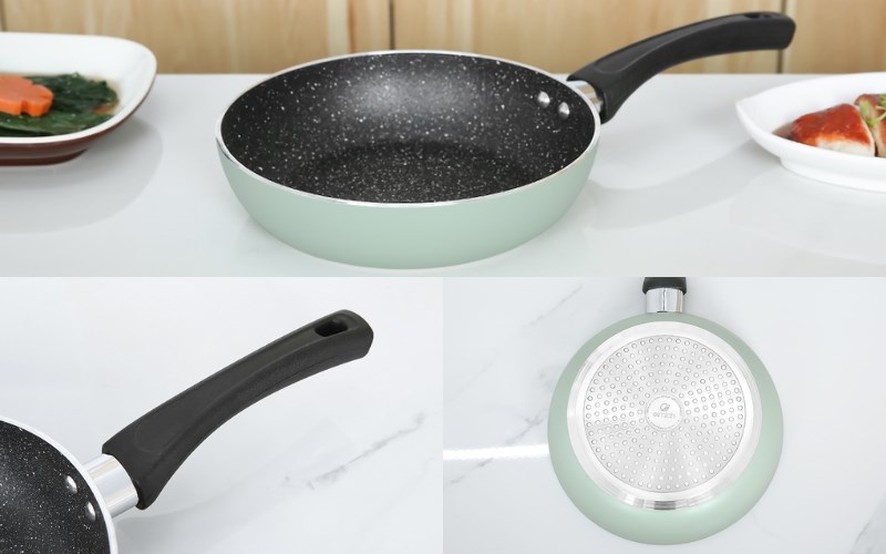 Chảo nh&ocirc;m chống d&iacute;nh v&acirc;n đ&aacute; đ&aacute;y từ 20 cm Elmich Colosseum Y1 EL-3718 Xanh mint