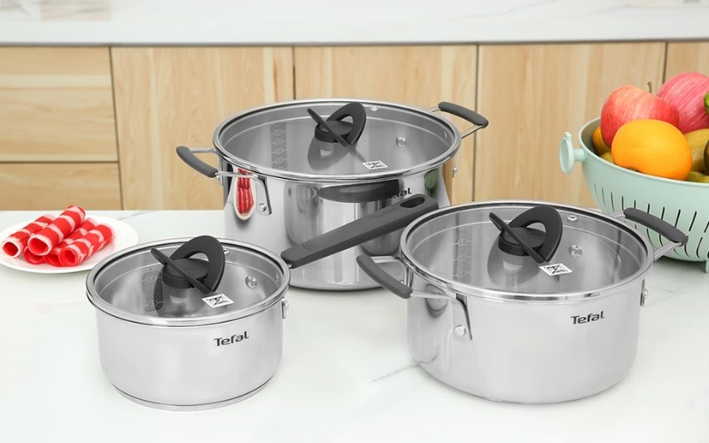 Bộ nồi quánh inox nắp kính Tefal Optispace G7376S44