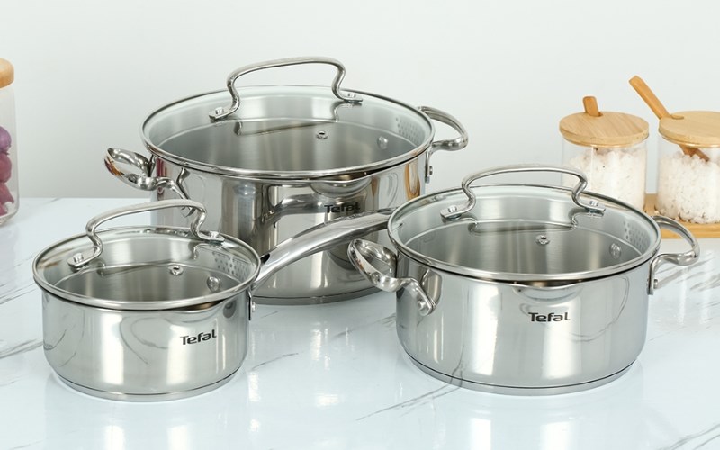 Bộ nồi quánh inox nắp kính Tefal Duetto Plus G719S674