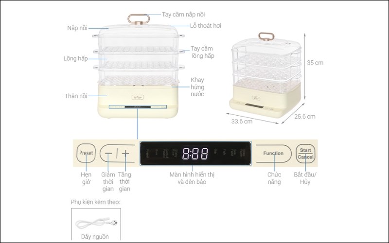Nồi hấp đa năng Bear DZG-CA2D1 12 l&iacute;t