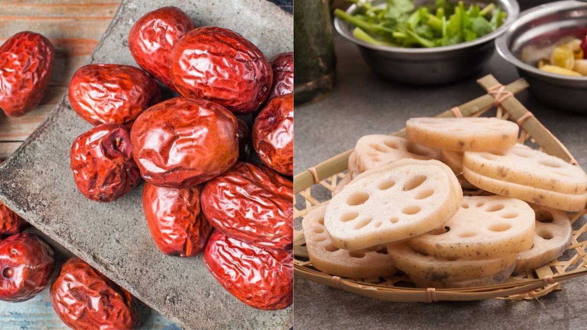 Nguyên liệu món ăn cách nấu canh củ sen táo đỏ