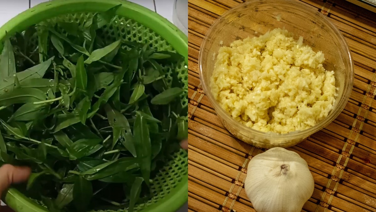Nguyên liệu làm rau trai xào tỏi