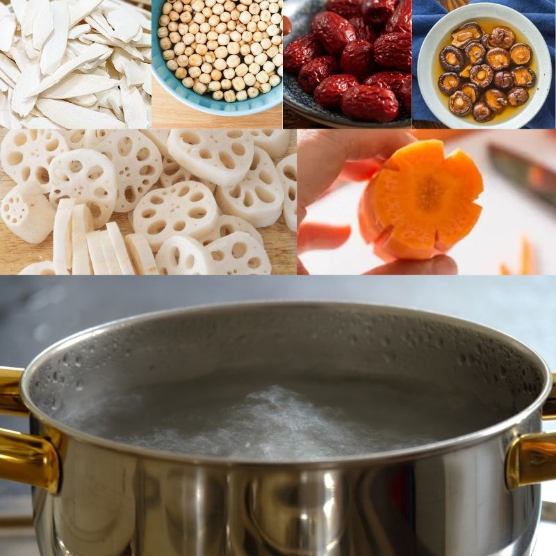 Bước 3 Nấu canh Canh củ sen táo đỏ