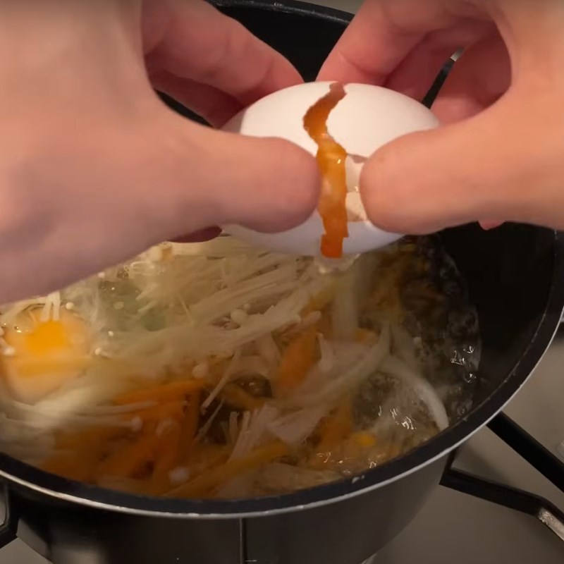 Bước 2 Nấu súp trứng miso Súp trứng miso