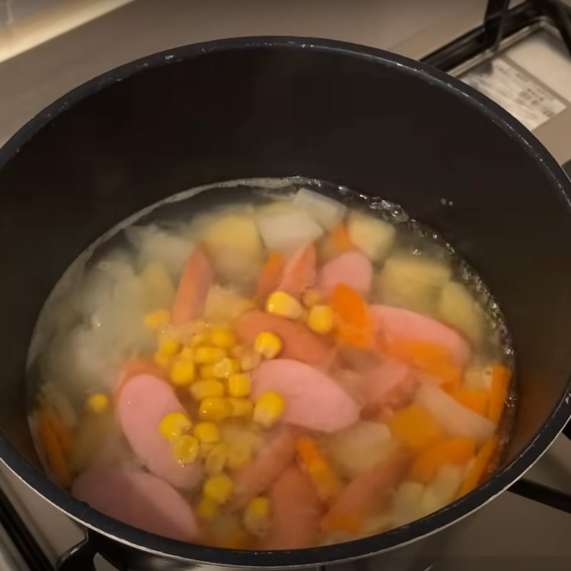 Bước 2 Nấu súp miso sữa tươi Súp miso sữa tươi