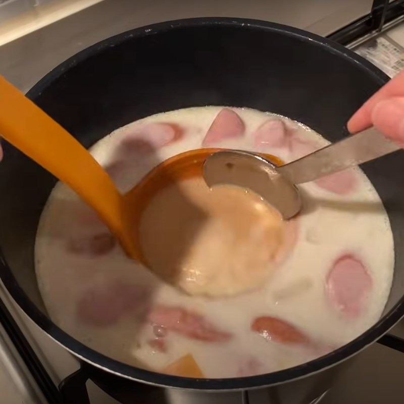 Bước 2 Nấu súp miso sữa tươi Súp miso sữa tươi