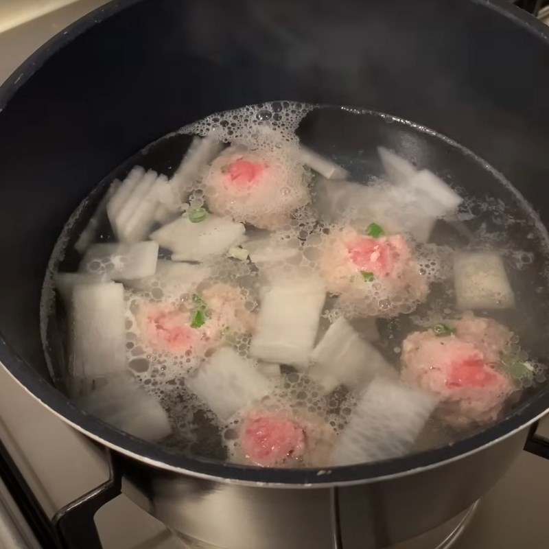 Bước 3 Nấu súp miso thịt viên Súp miso thịt viên