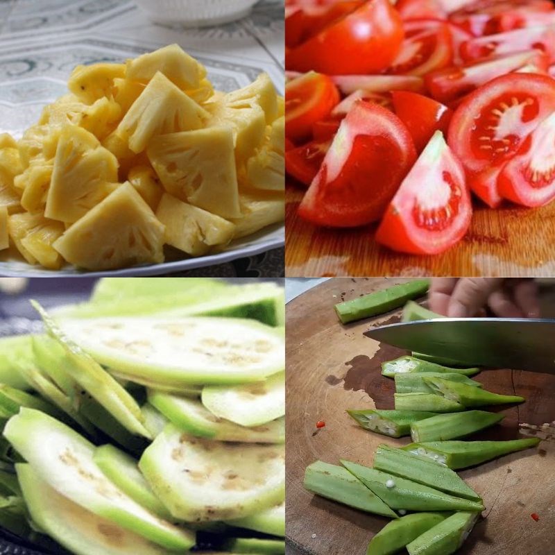 Bước 2 Sơ chế các loại rau Khô cá hố nấu canh chua