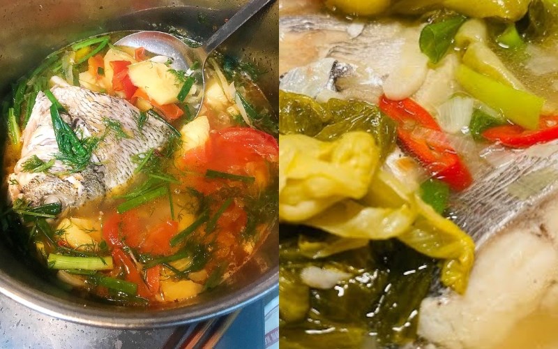Cá tráp nấu canh chua