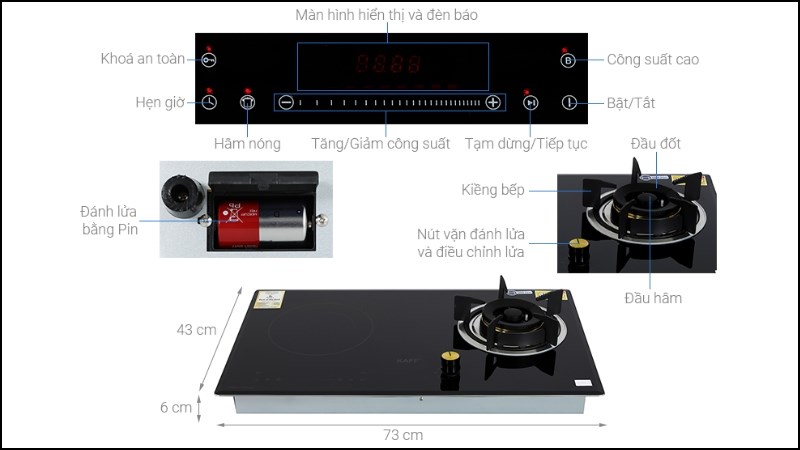 Bếp từ ga lắp &acirc;m KAFF KF-088IG - Thương hiệu Đức