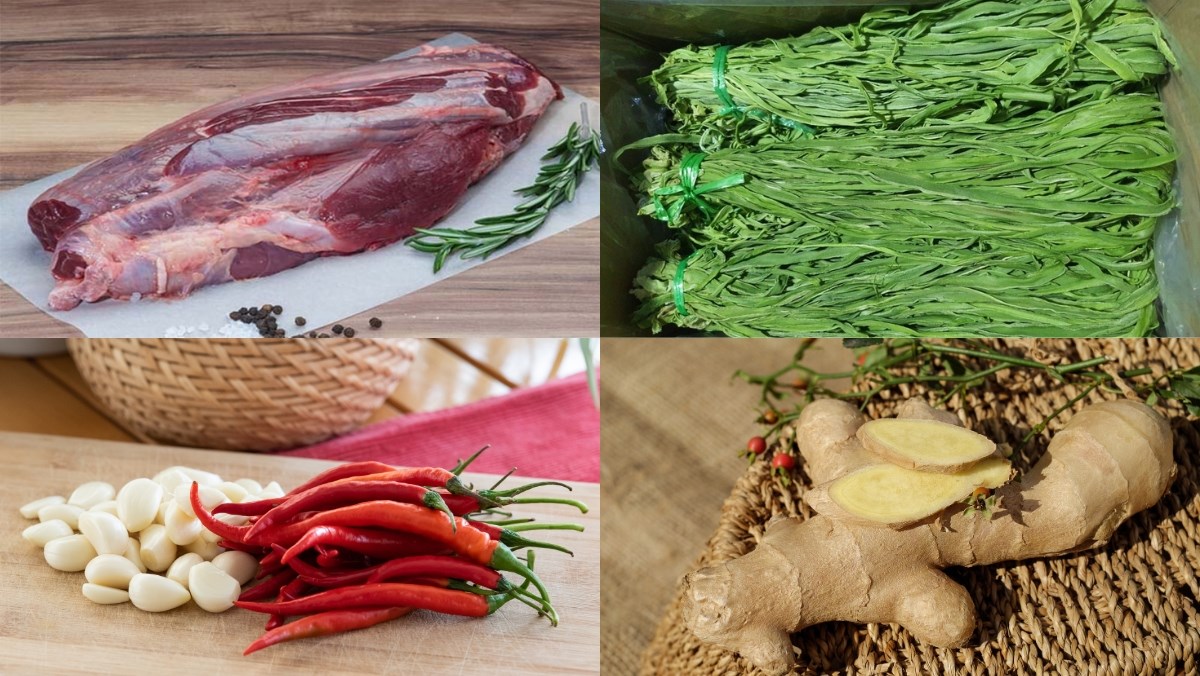 Nguyên liệu món ăn cách làm bắp bò ngâm rau tiến vua