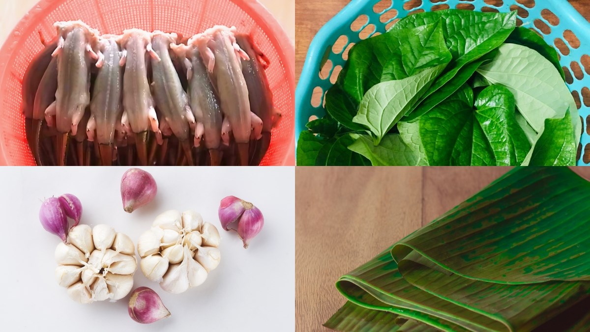 Nguyên liệu làm rắn mối nướng lá lốt
