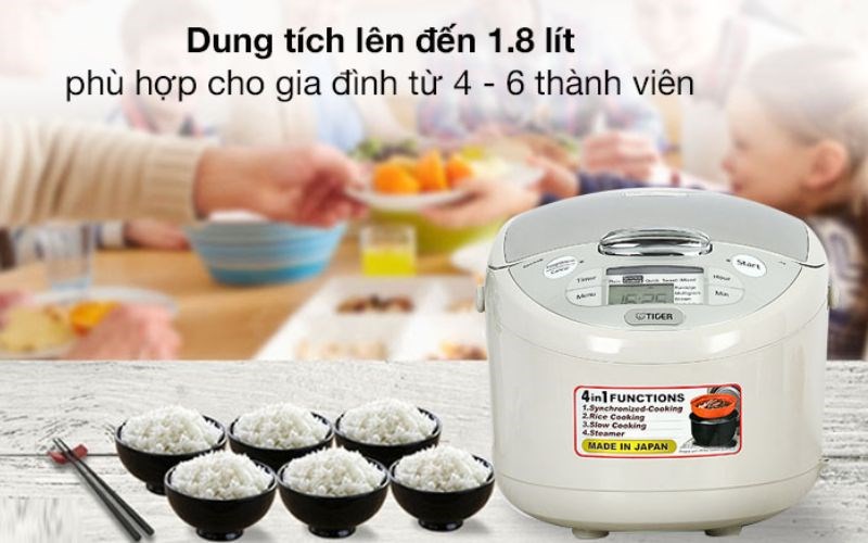 Nồi cơm điện tử Tiger 1.8 lít JAX-S18W