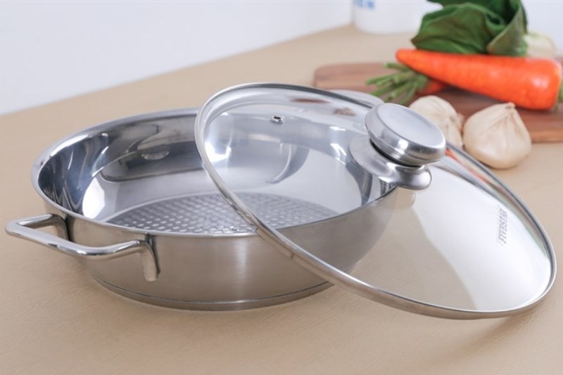 Nồi lẩu inox 3 đ&aacute;y nắp k&iacute;nh 24 cm Fivestar L24-3DG