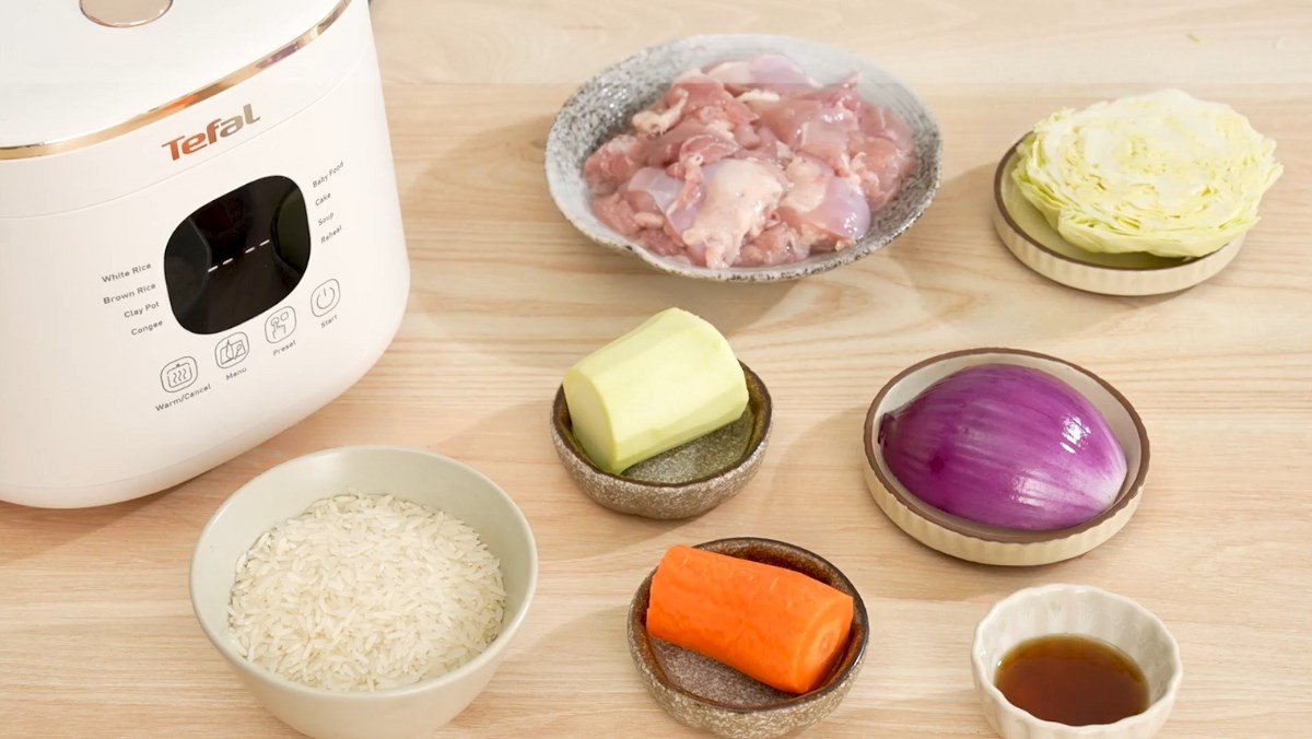 Nguyên liệu món ăn hướng dẫn sử dụng nồi cơm điện tử tefal 0.7 lít rk515168