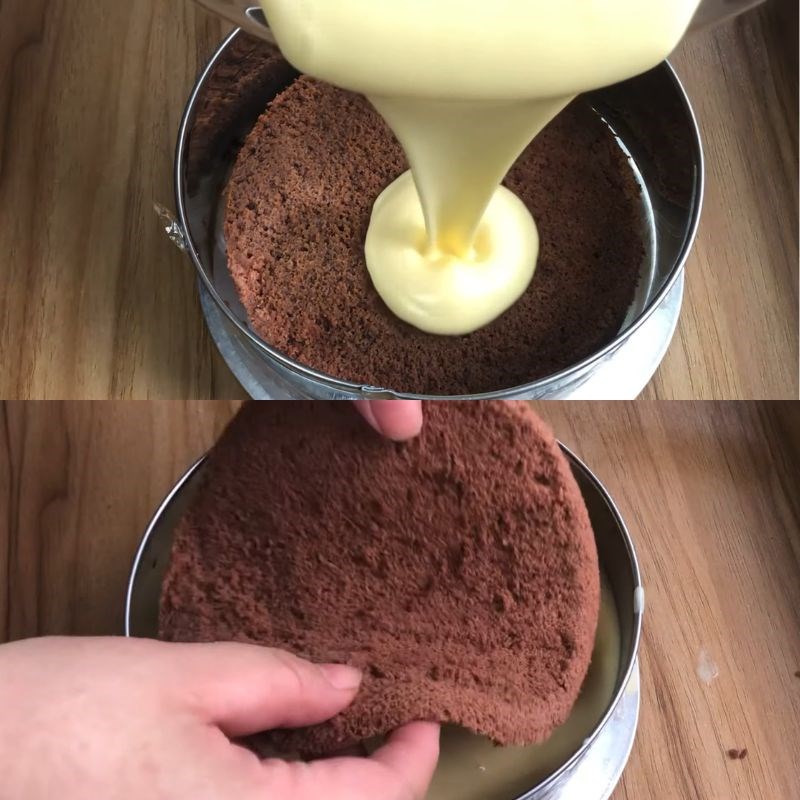 Bước 4 Đổ kem và ráp bánh Tiramisu Bánh sinh nhật Tiramisu