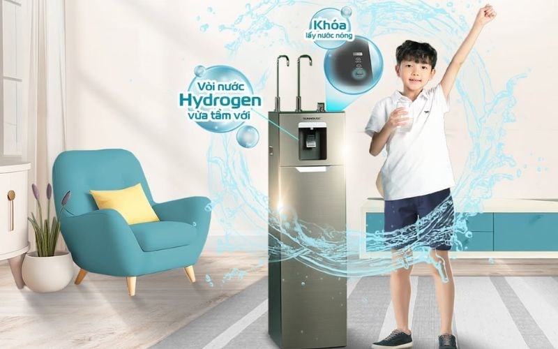 M&aacute;y lọc nước RO n&oacute;ng nguội lạnh Hydrogen Sunhouse UltraX SHA76658SH 11 l&otilde;i