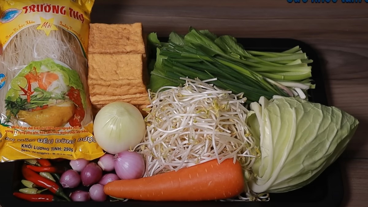 Nguyên liệu món ăn cách làm bún khô xào chay