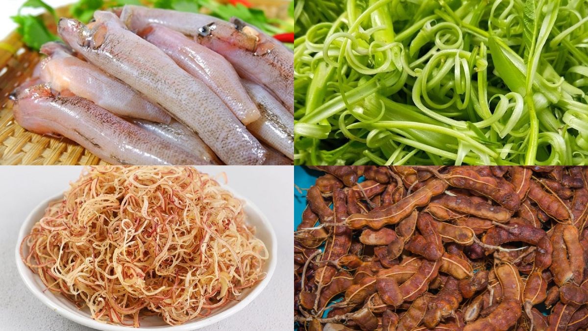 Nguyên liệu món ăn cá bống nấu canh chua