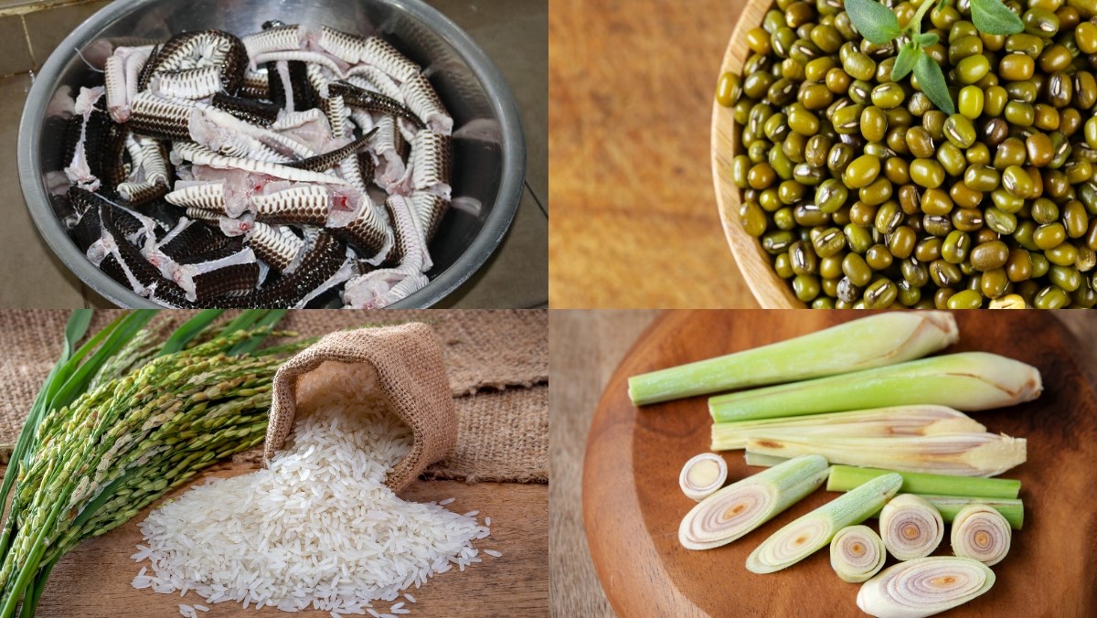 Nguyên liệu món ăn cách nấu cháo rắn đậu xanh