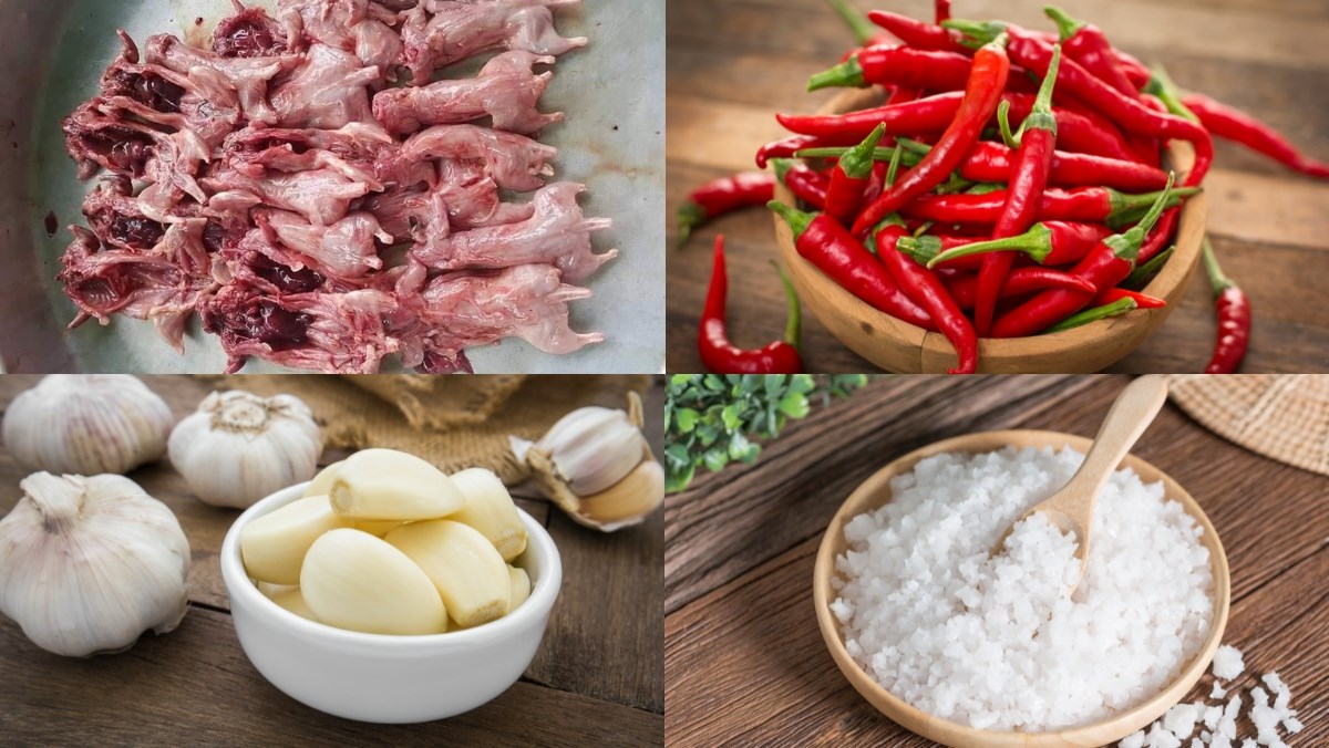 Nguyên liệu món ăn chuột nướng muối ớt, nướng sả ớt và nướng chao