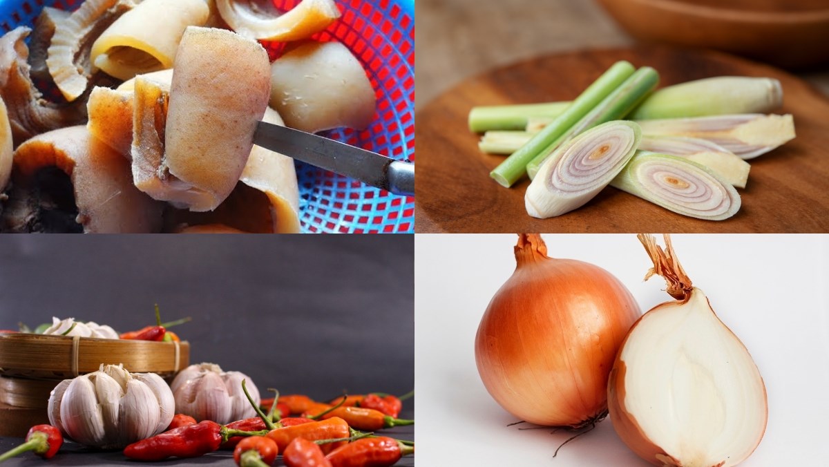 Nguyên liệu món ăn cách làm da bò xào sả ớt