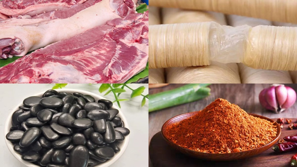 Nguyên liệu món ăn cách làm lạp xưởng nướng đá