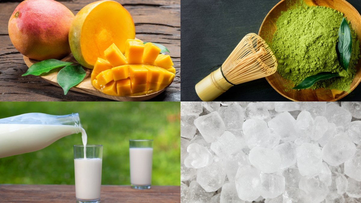 Nguyên liệu món ăn cách pha chế matcha xoài latte