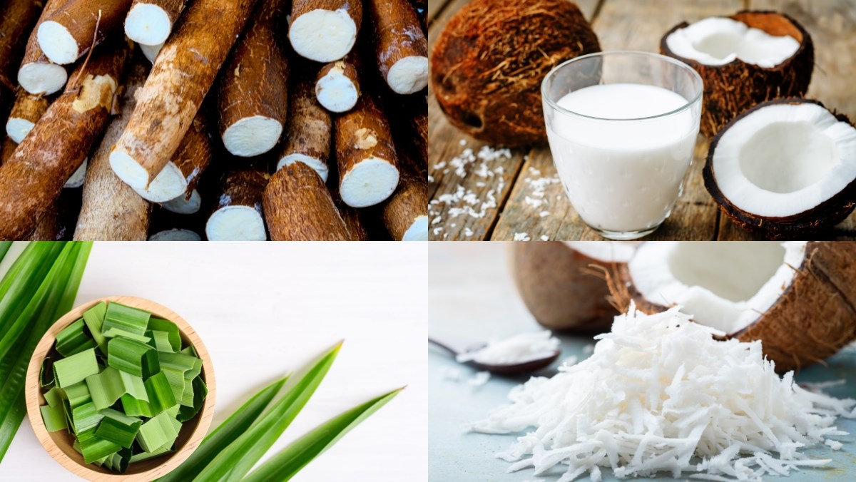 Nguyên liệu món ăn cách làm sắn hấp nước cốt dừa