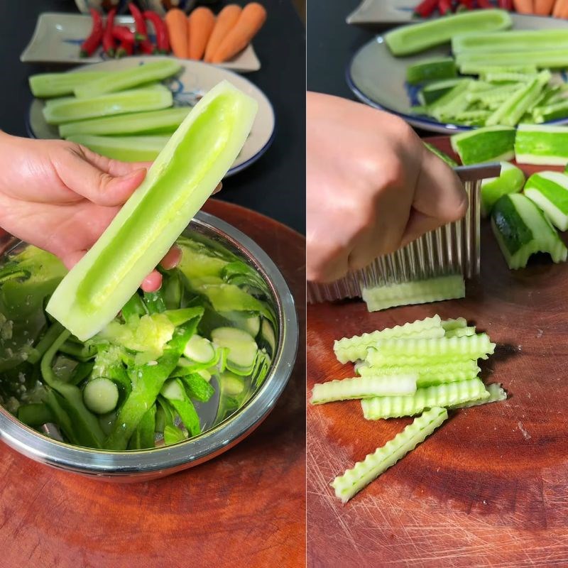 Bước 5 Sơ chế cà rốt, dưa leo, chả lụa Gỏi chả lụa