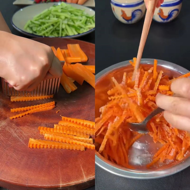 Bước 5 Sơ chế cà rốt, dưa leo, chả lụa Gỏi chả lụa