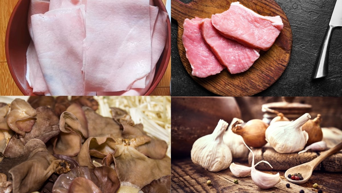 Nguyên liệu món ăn cách làm chả lạnh da heo miền tây