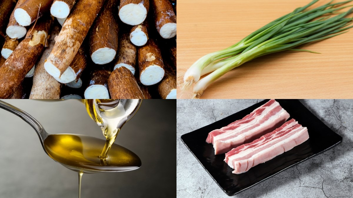 Nguyên liệu món ăn cách làm khoai mì quết cuốn bánh tráng