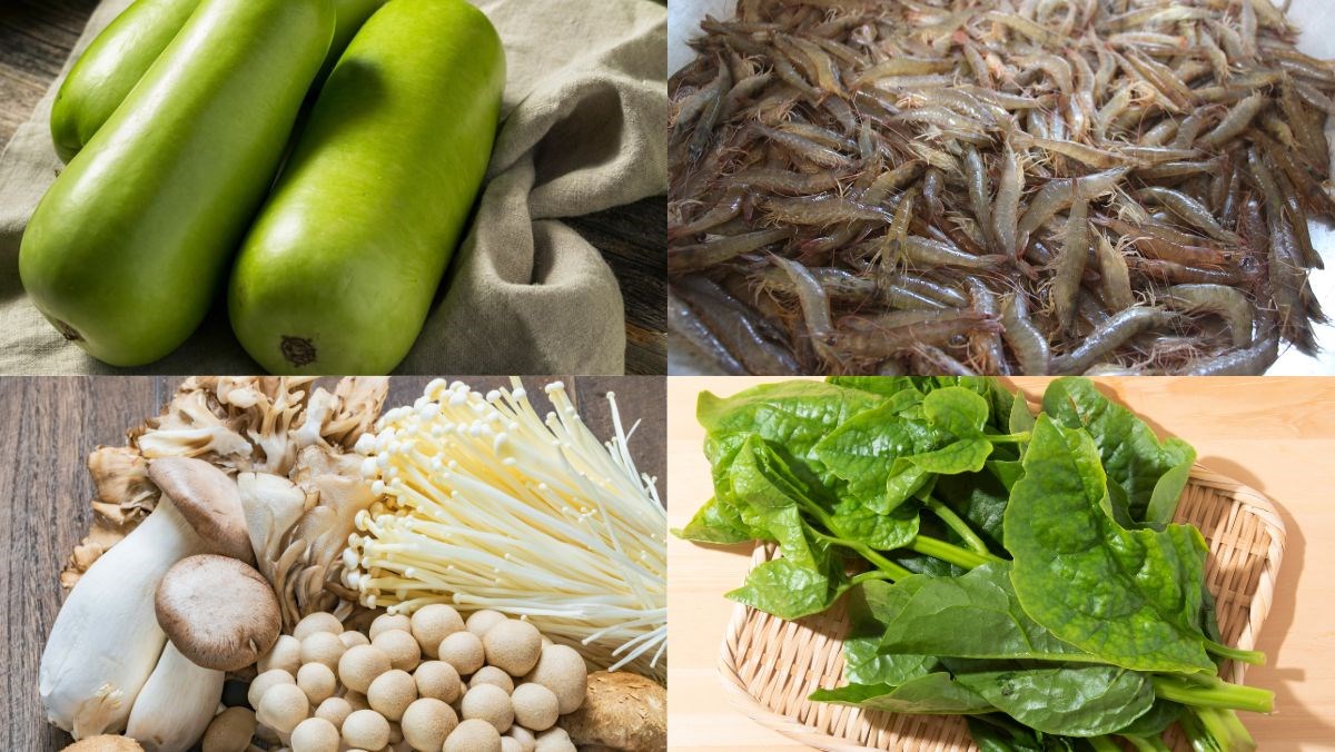 Nguyên liệu món ăn lẩu tôm bầu