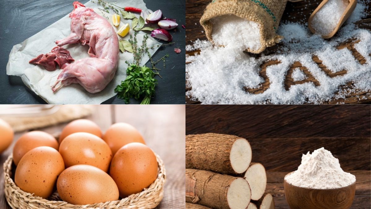 Nguyên liệu món ăn thỏ rang muối