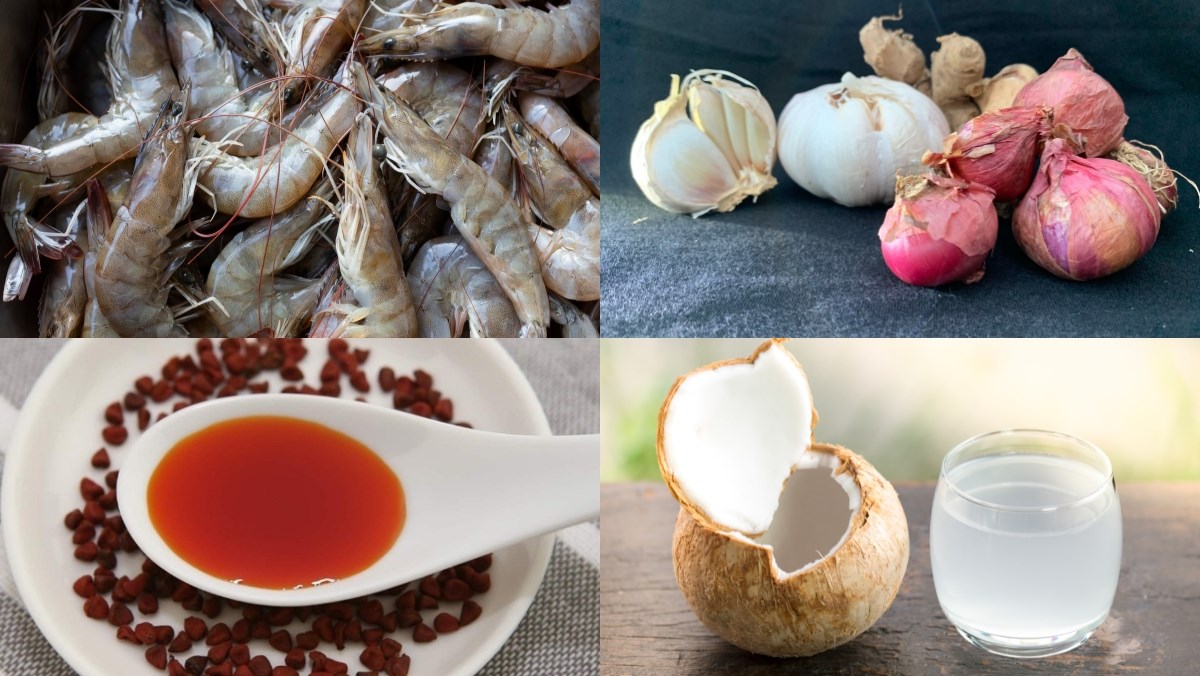 Nguyên liệu món ăn cách làm tôm kho tàu
