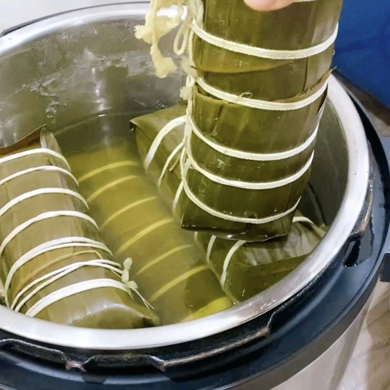 Bước 3 Nấu bánh Bánh tét đậu mỡ