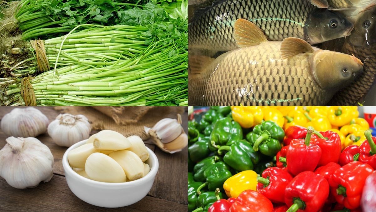 Nguyên liệu món ăn cá chép giòn xào thập cẩm